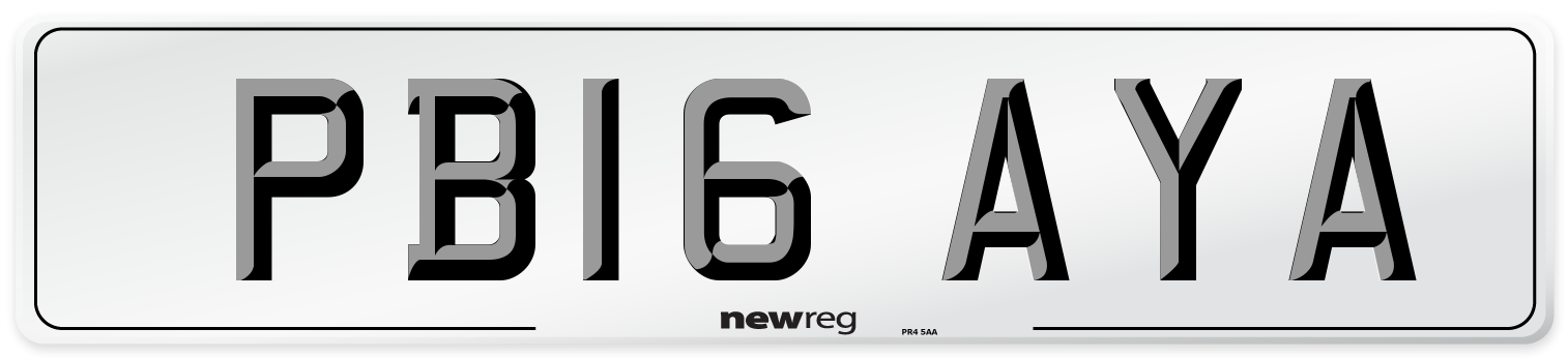 PB16 AYA Number Plate from New Reg